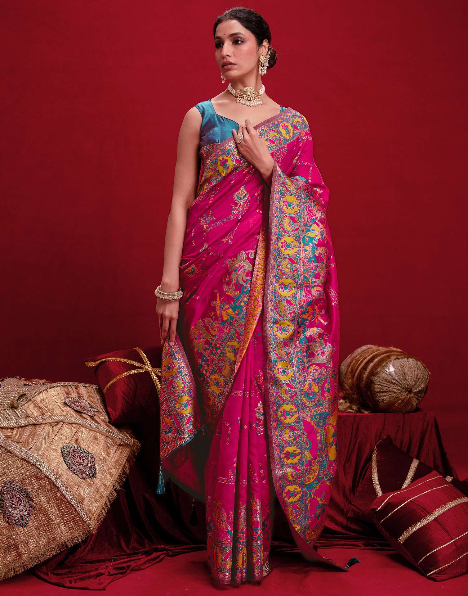 Rani Pink Silk Woven Paithani Saree