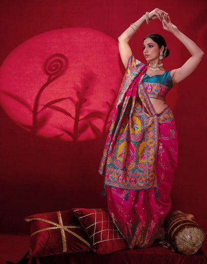 Rani Pink Silk Woven Paithani Saree
