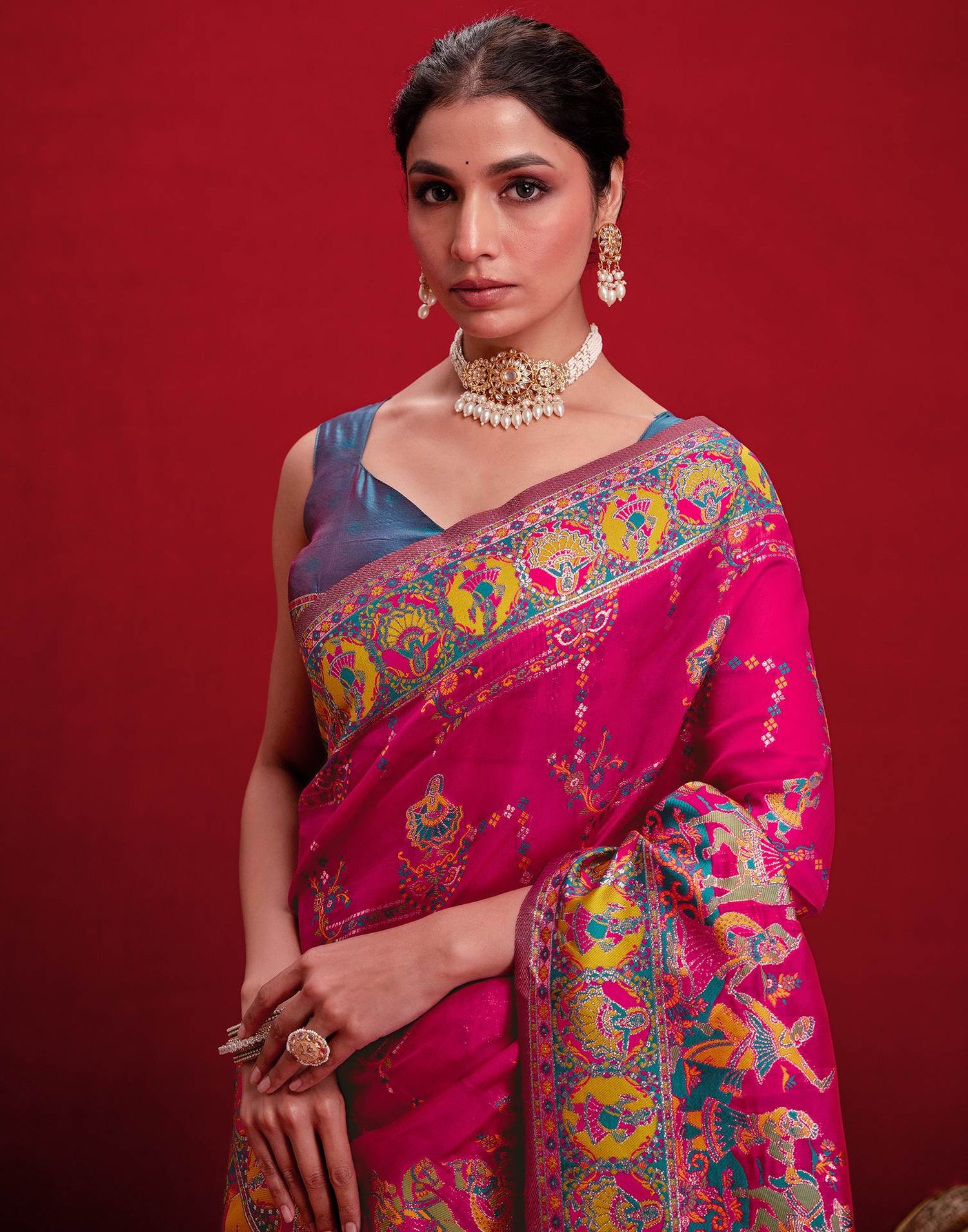 Rani Pink Silk Woven Paithani Saree