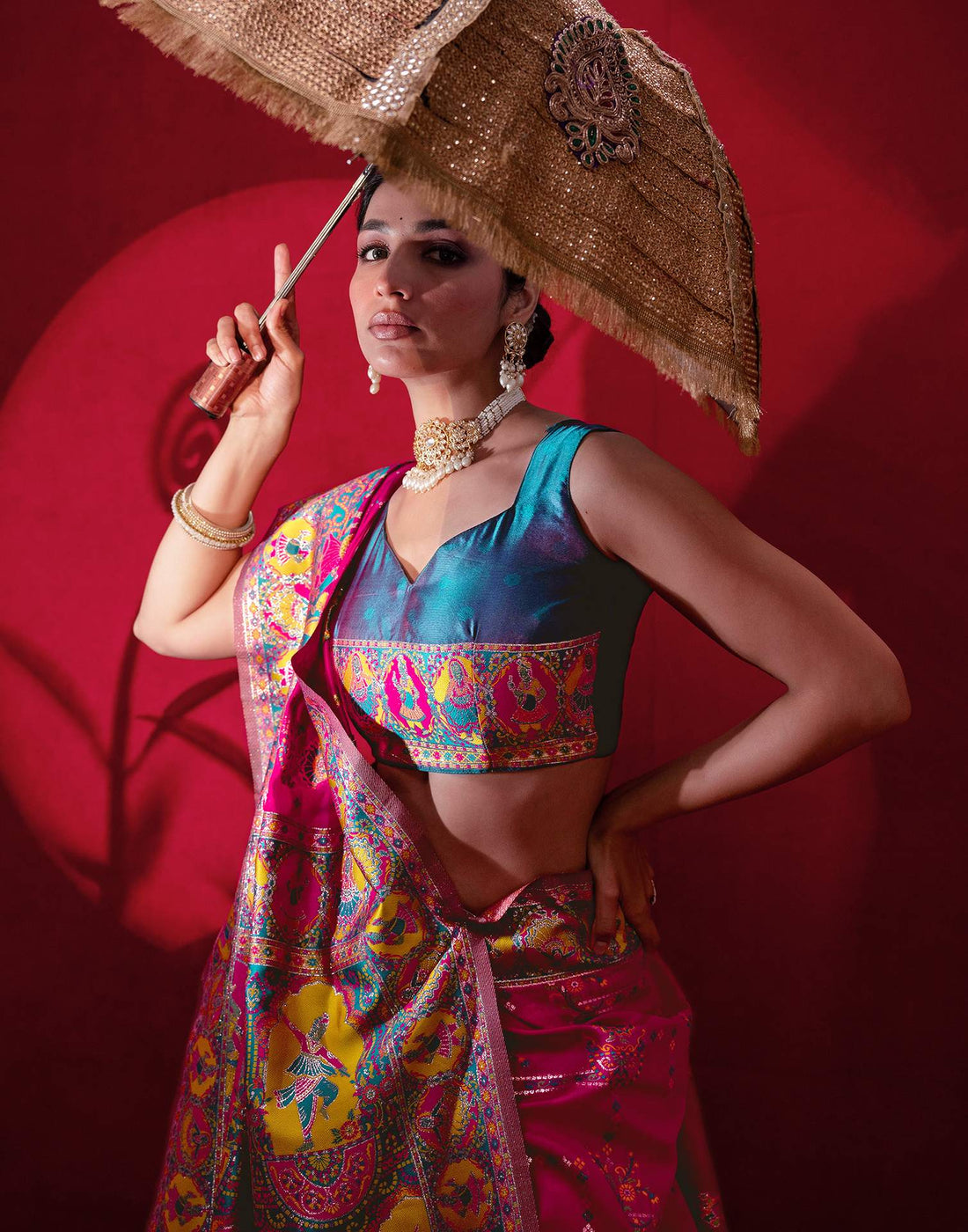 Rani Pink Silk Woven Paithani Saree