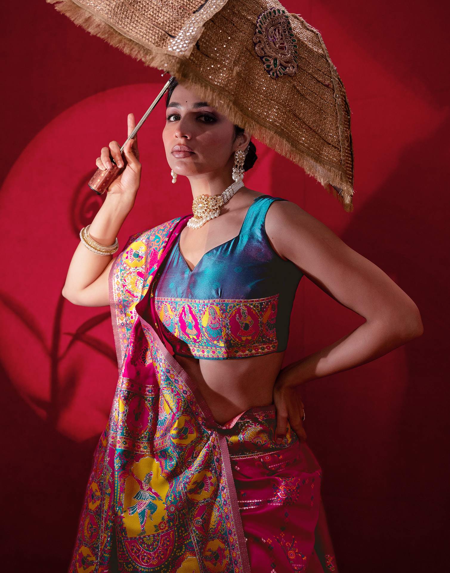 Rani Pink Silk Woven Paithani Saree