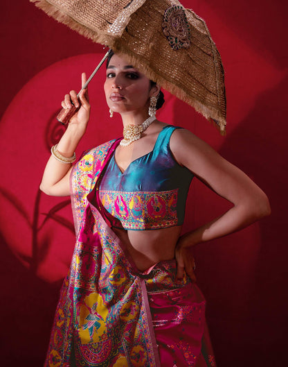 Rani Pink Silk Woven Paithani Saree