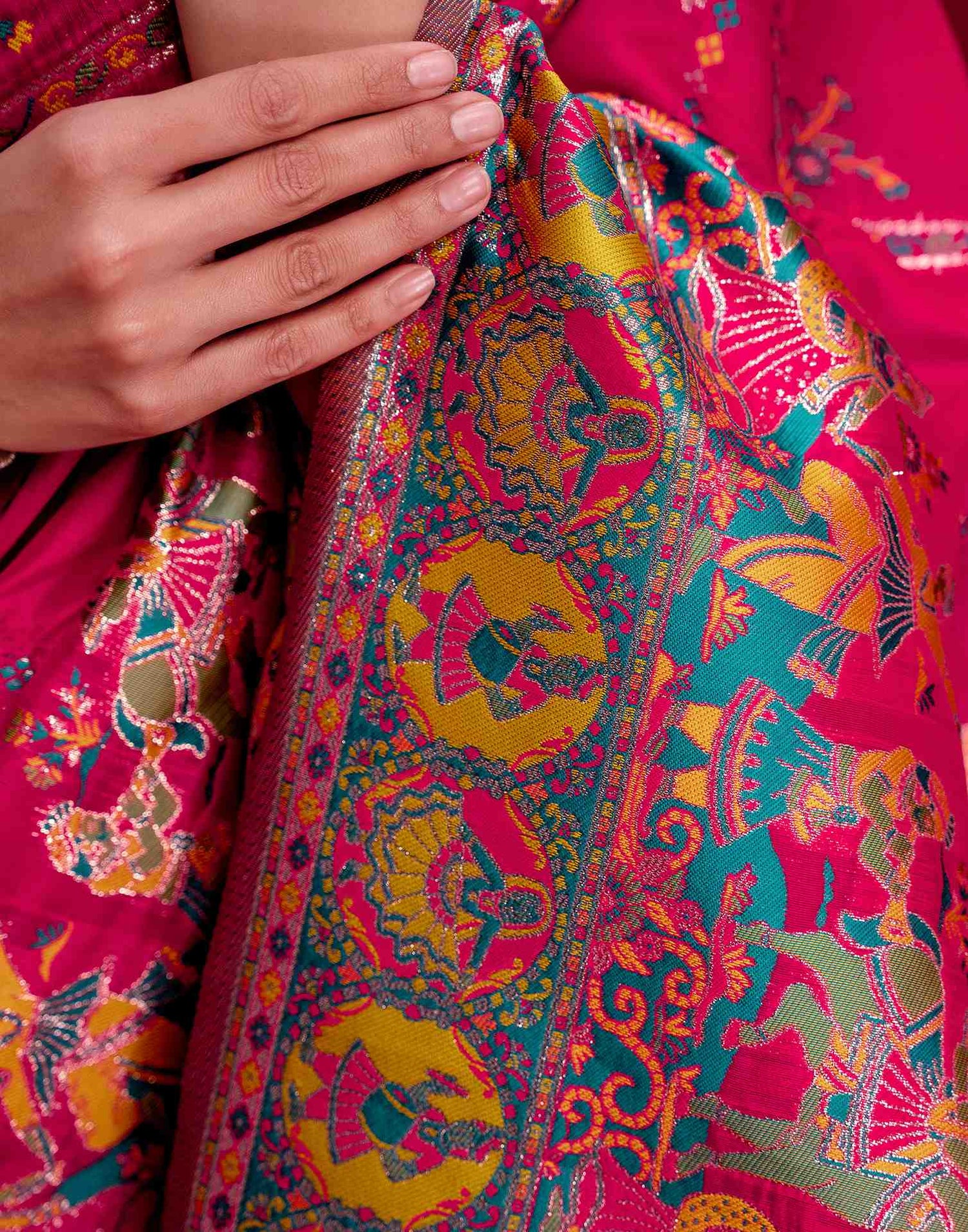 Rani Pink Silk Woven Paithani Saree