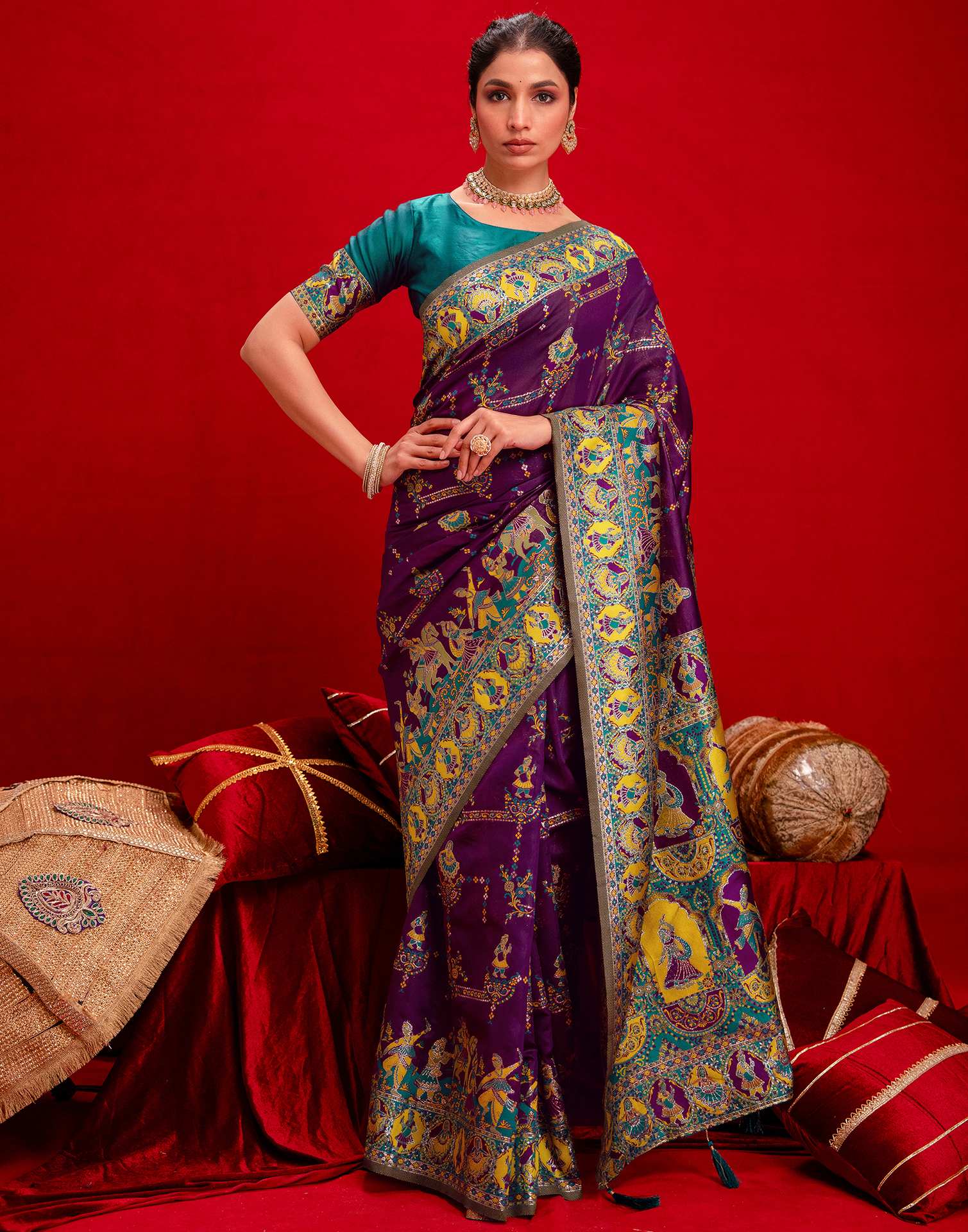 Dark Purple Silk Woven Paithani Saree