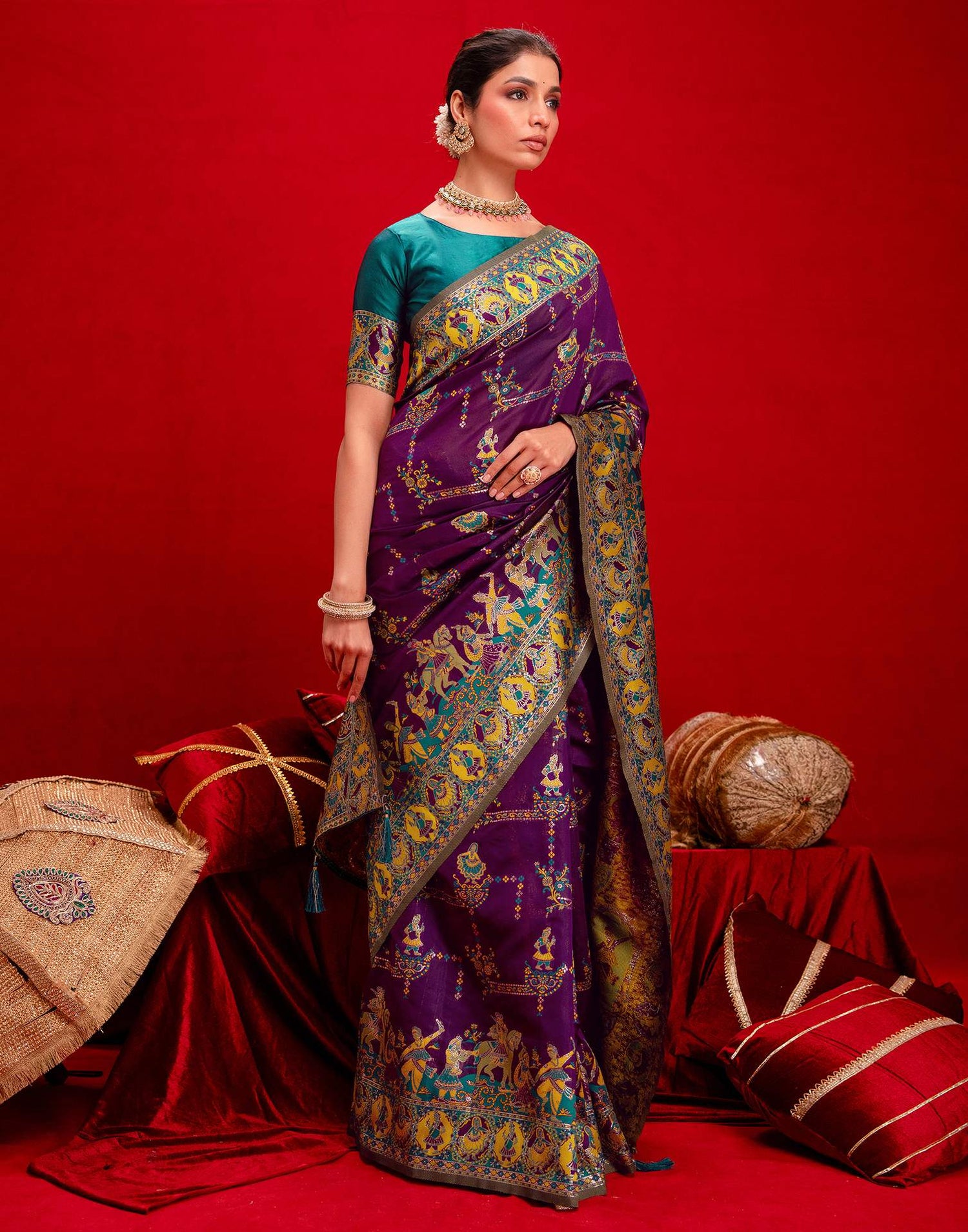 Dark Purple Silk Woven Paithani Saree