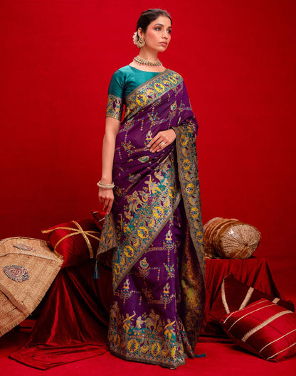 Dark Purple Silk Woven Paithani Saree