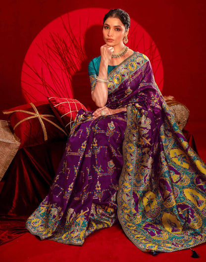 Dark Purple Silk Woven Paithani Saree