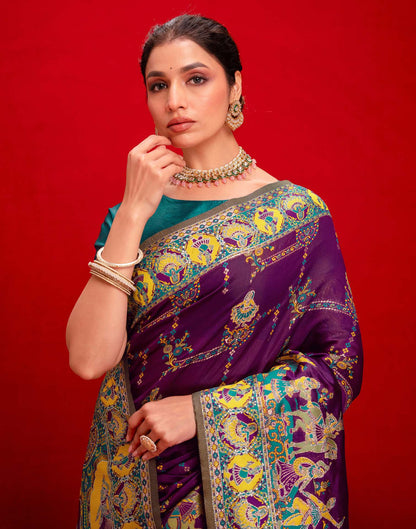 Dark Purple Silk Woven Paithani Saree
