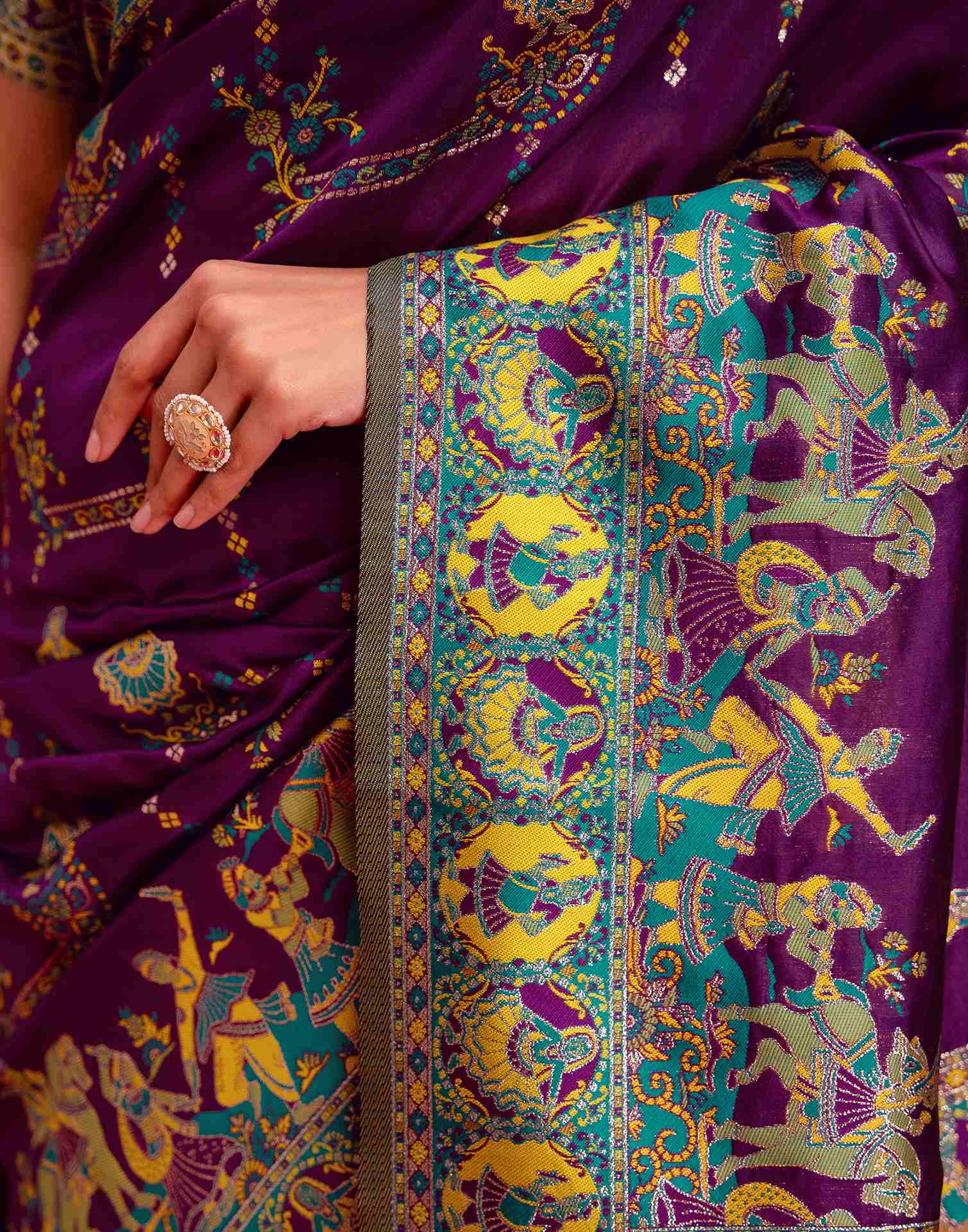 Dark Purple Silk Woven Paithani Saree