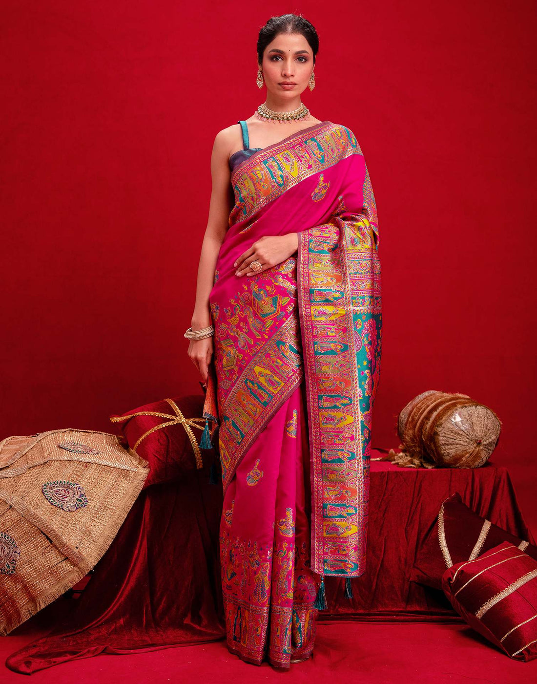 Rani Pink Silk Woven Paithani Saree