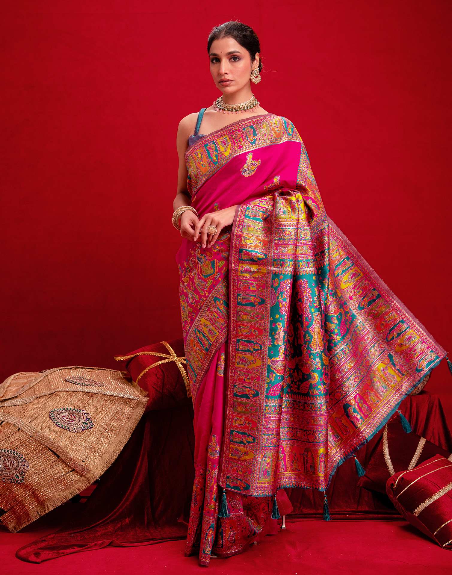 Rani Pink Silk Woven Paithani Saree