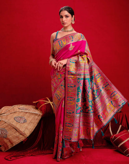 Rani Pink Silk Woven Paithani Saree