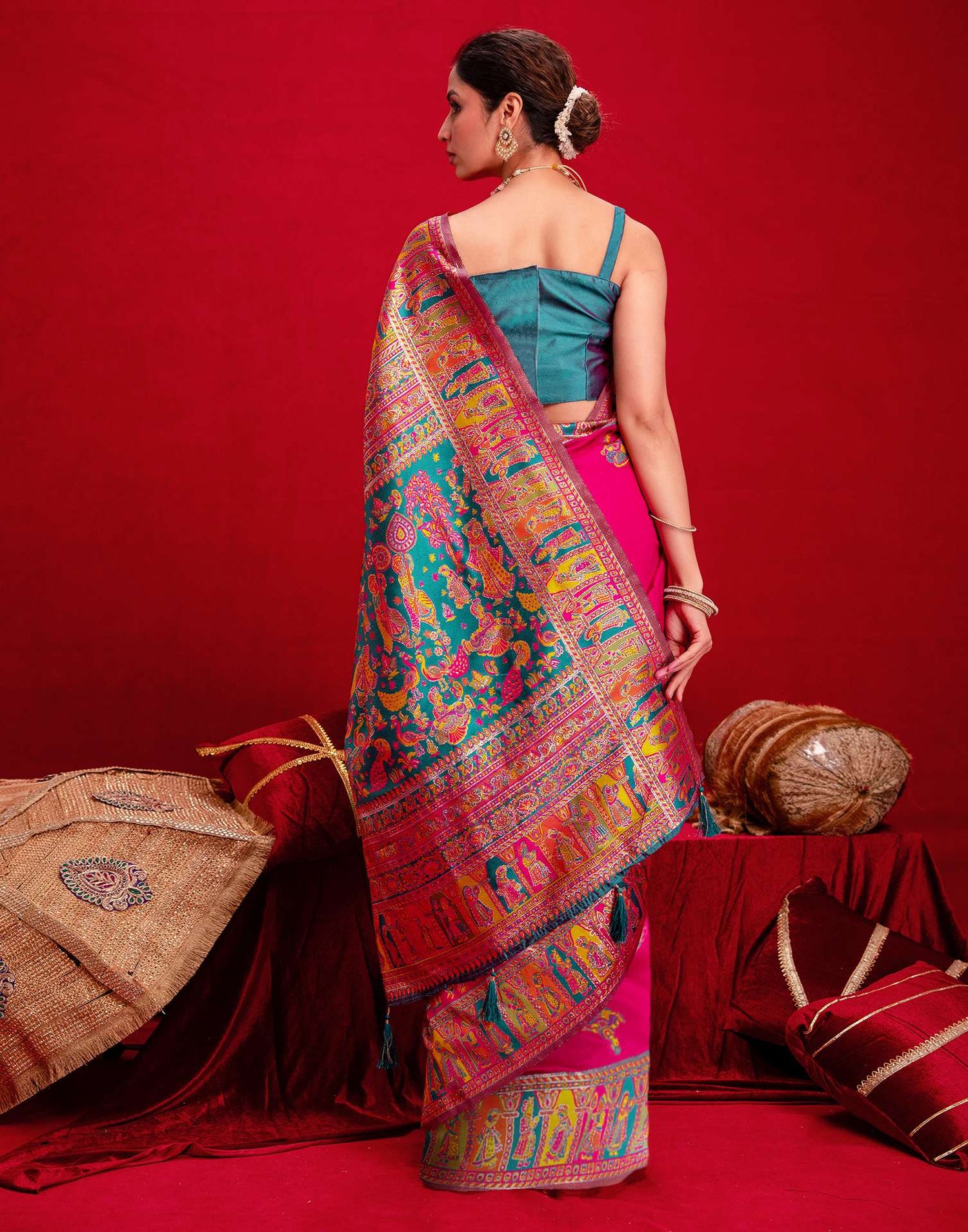 Rani Pink Silk Woven Paithani Saree