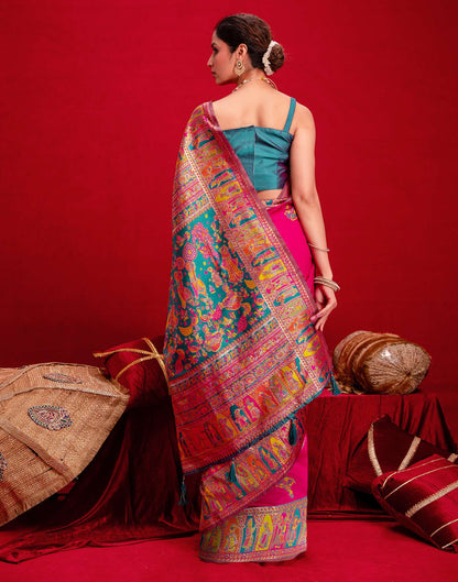 Rani Pink Silk Woven Paithani Saree