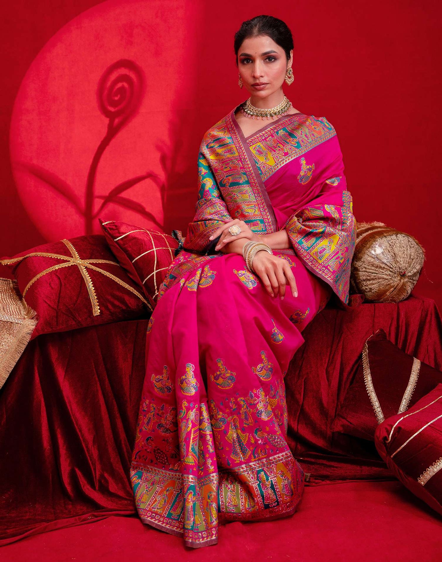 Rani Pink Silk Woven Paithani Saree