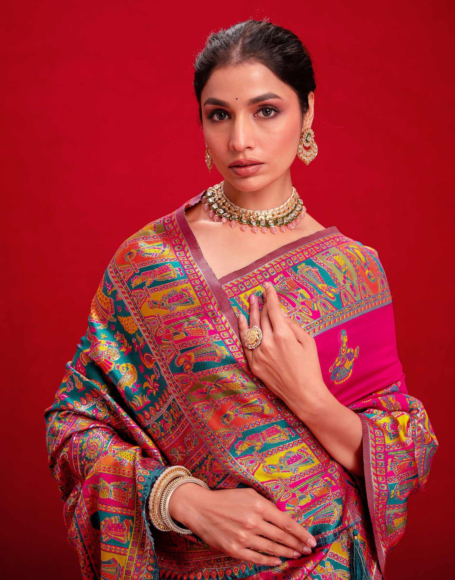 Rani Pink Silk Woven Paithani Saree