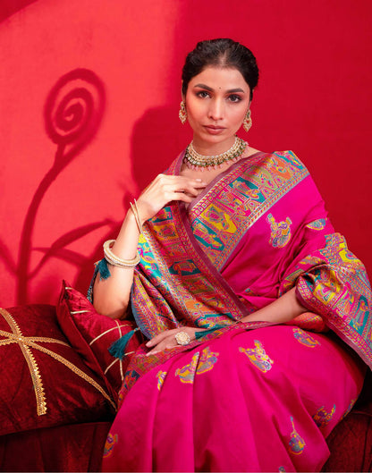 Rani Pink Silk Woven Paithani Saree