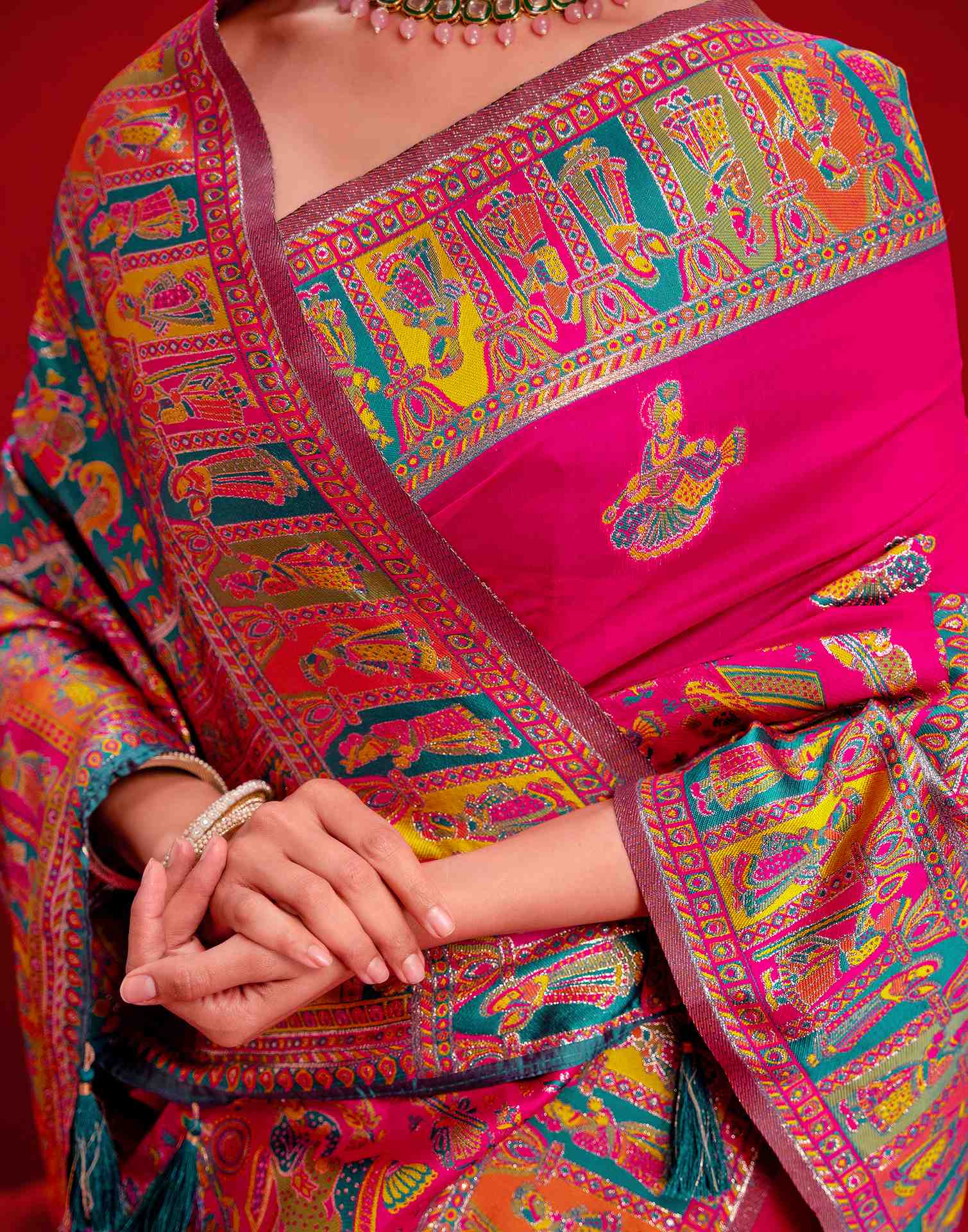 Rani Pink Silk Woven Paithani Saree