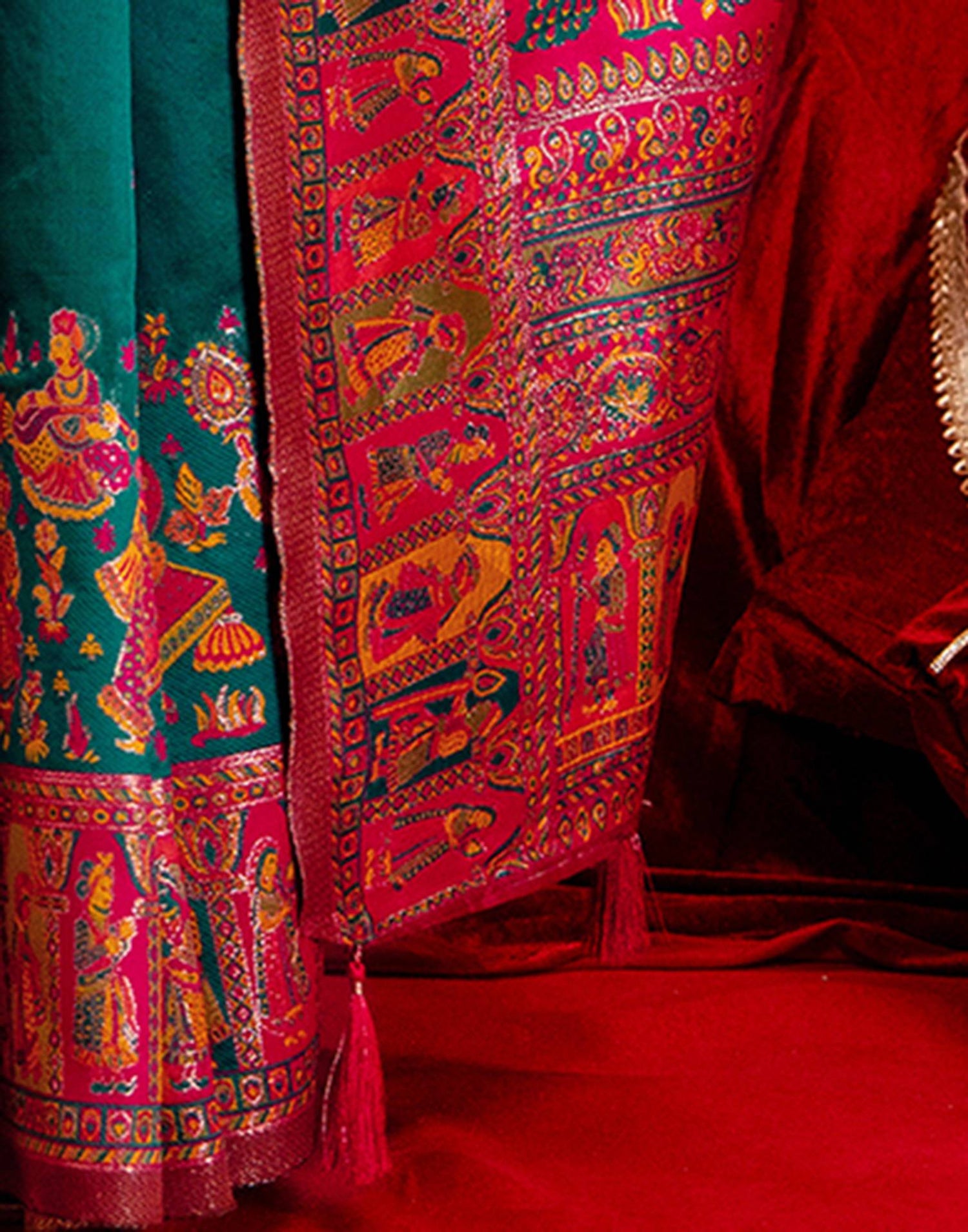 Teal Green Silk Woven Paithani Saree