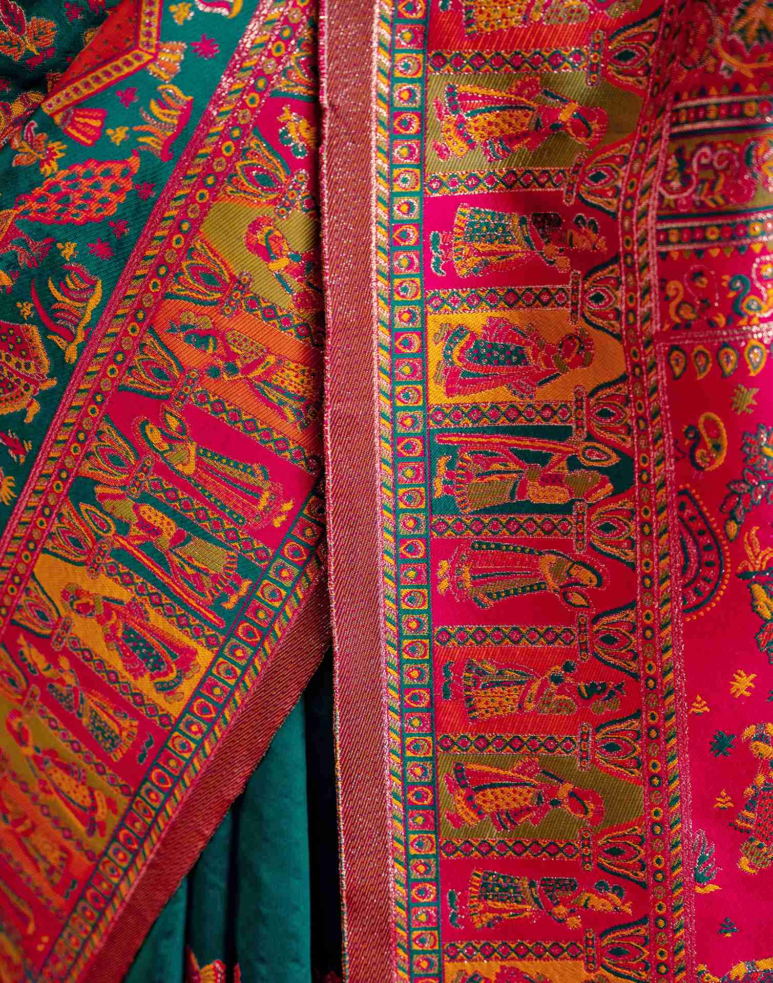 Teal Green Silk Woven Paithani Saree