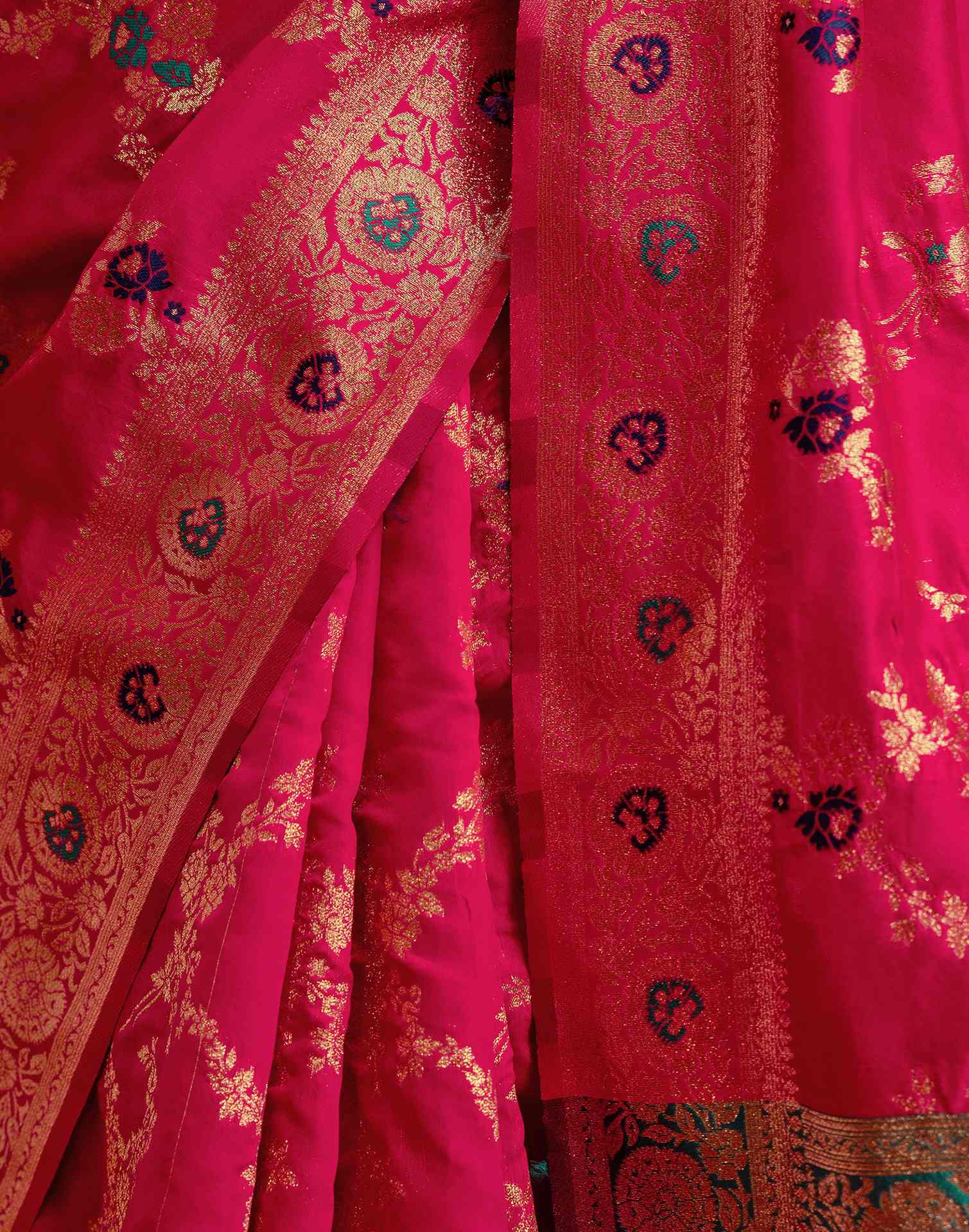 Rani Pink Silk Woven Banarasi Saree