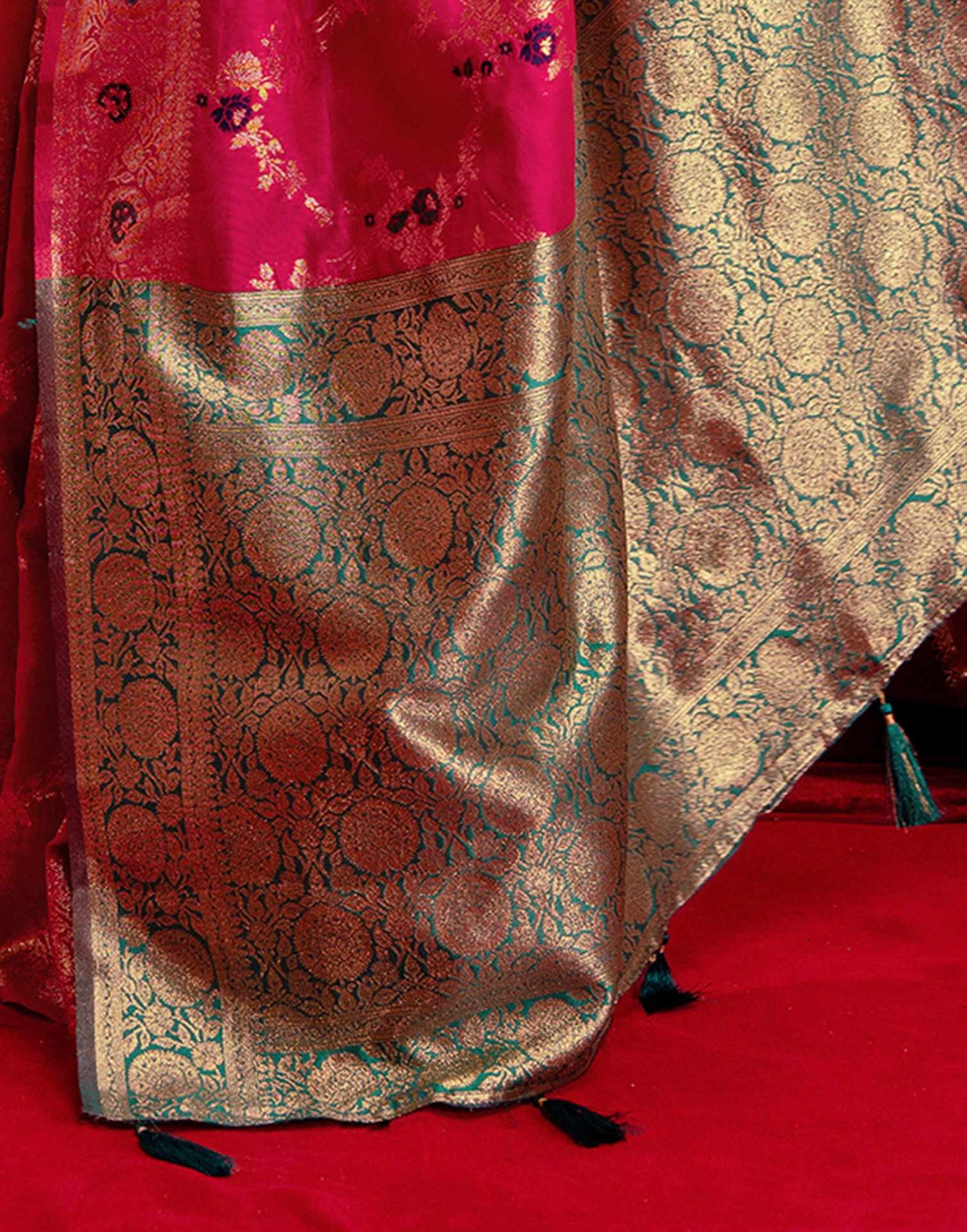 Rani Pink Silk Woven Banarasi Saree