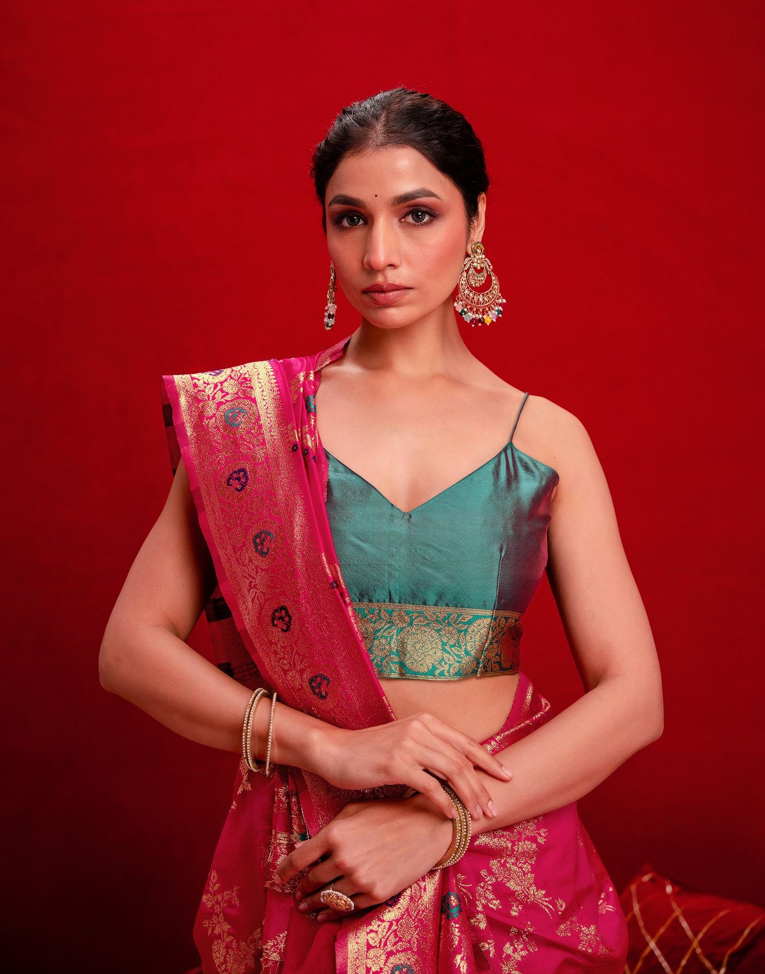 Rani Pink Silk Woven Banarasi Saree