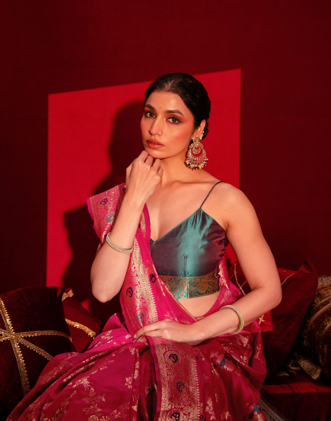 Rani Pink Silk Woven Banarasi Saree