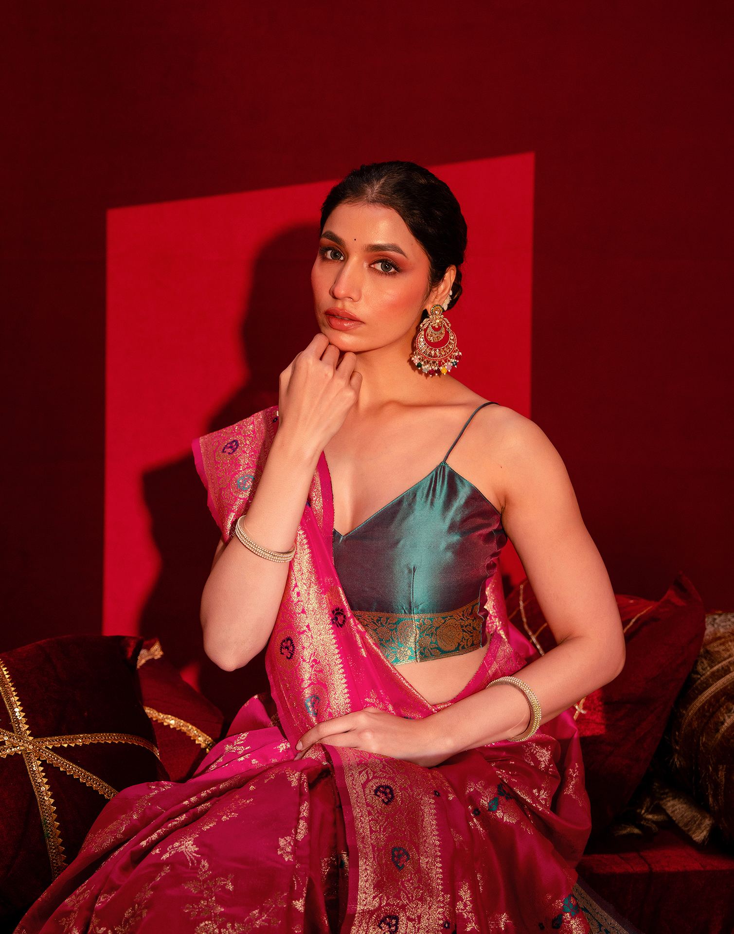 Rani Pink Silk Woven Banarasi Saree