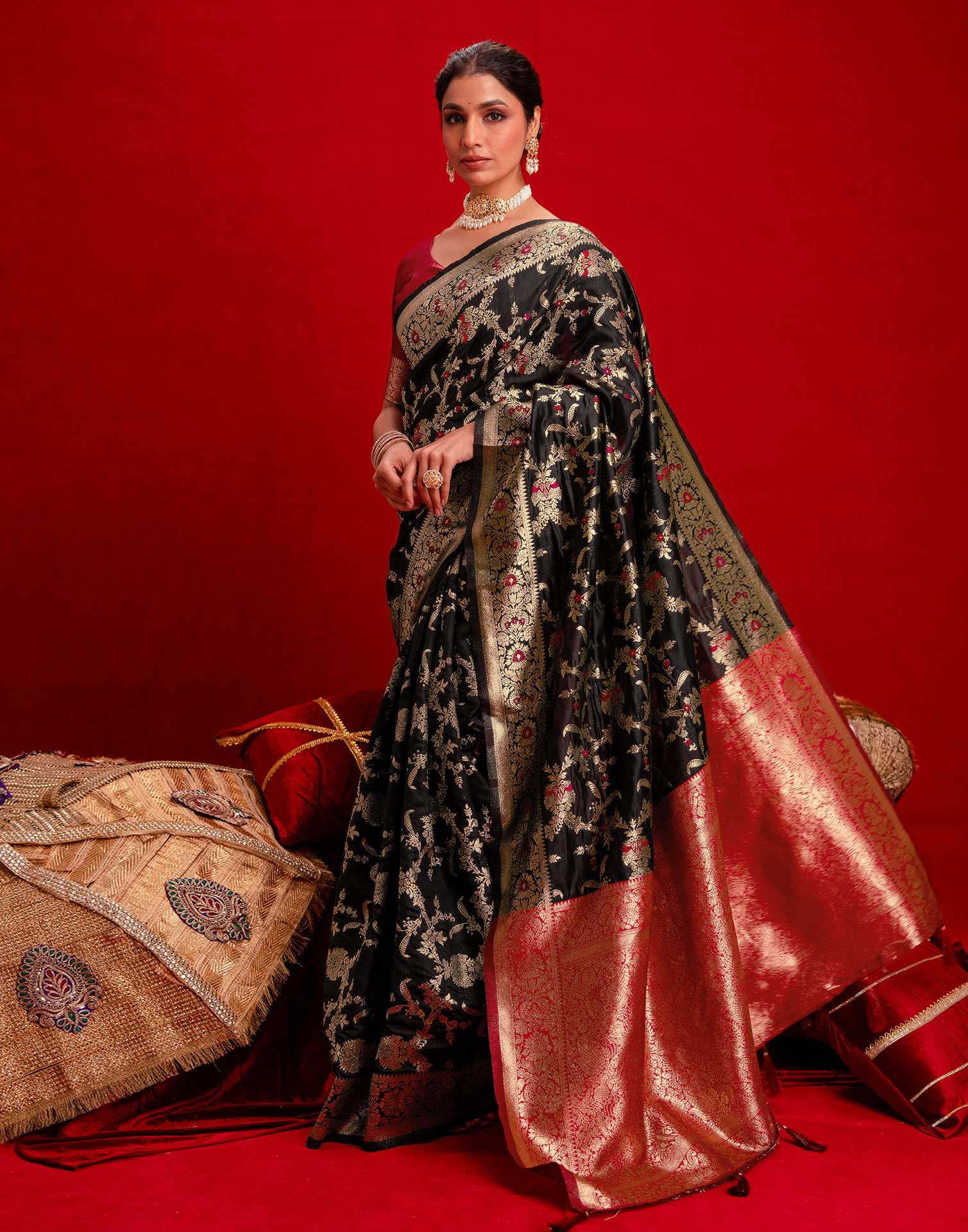 Black Silk Woven Banarasi Saree
