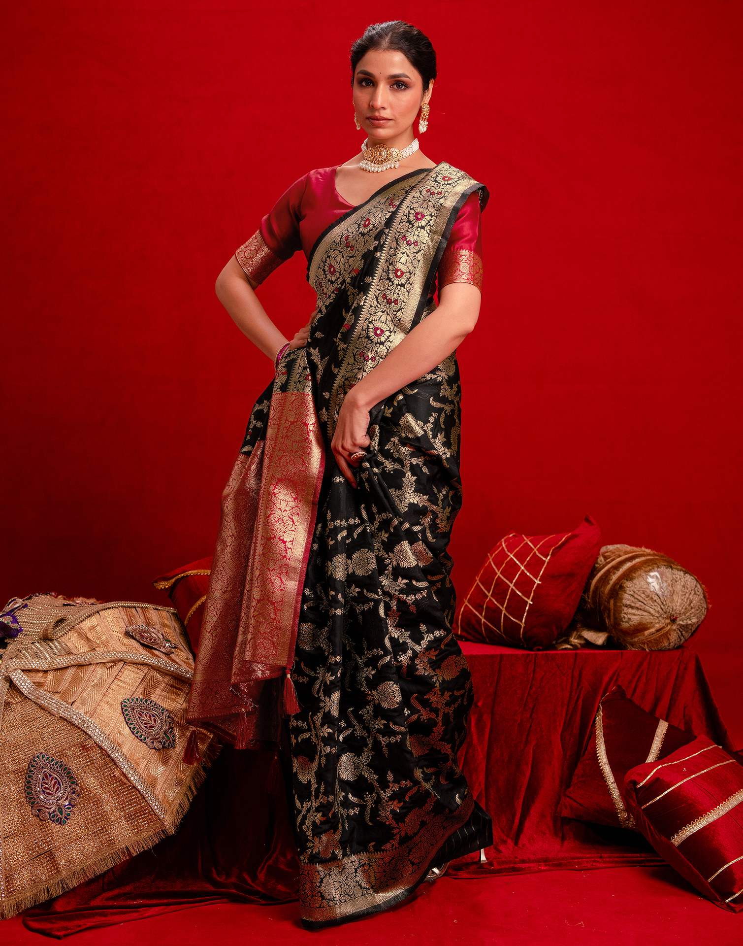 Black Silk Woven Banarasi Saree