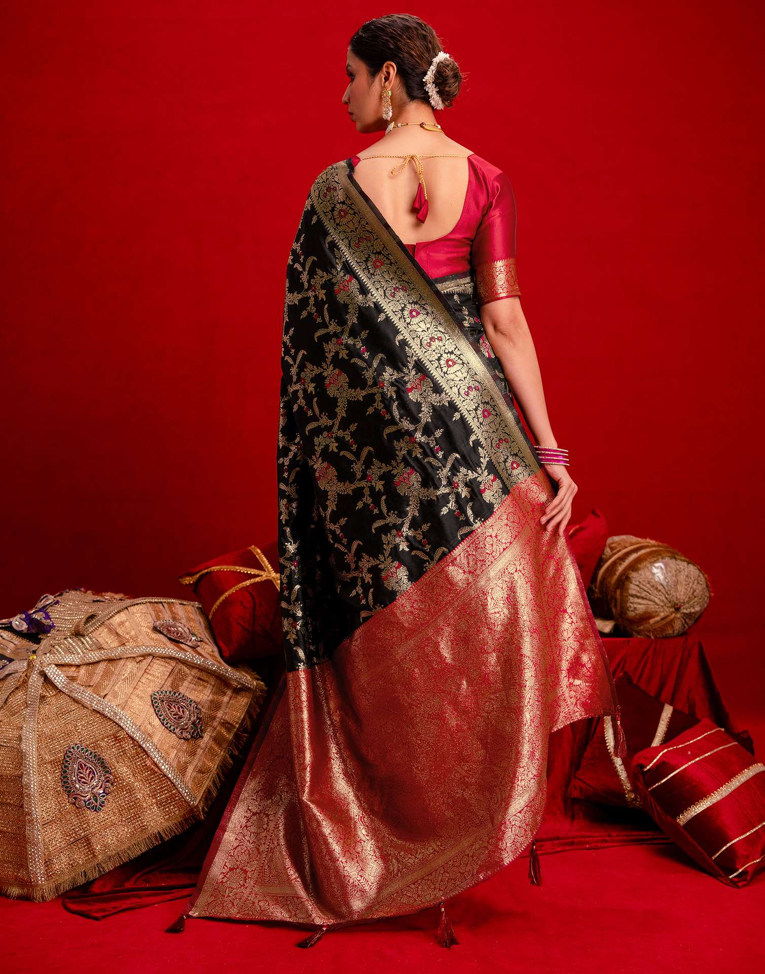 Black Silk Woven Banarasi Saree