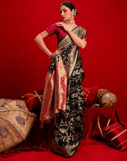 Black Silk Woven Banarasi Saree