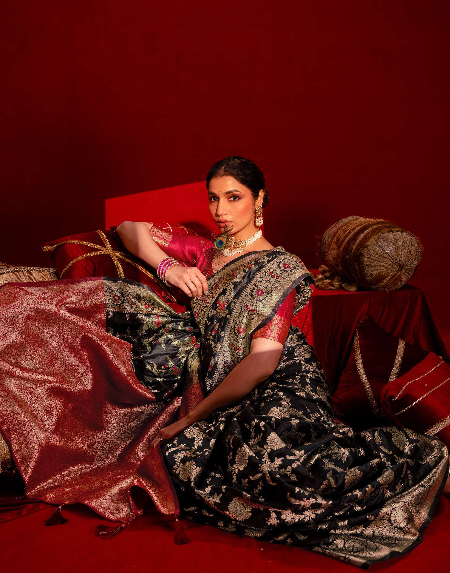 Black Silk Woven Banarasi Saree