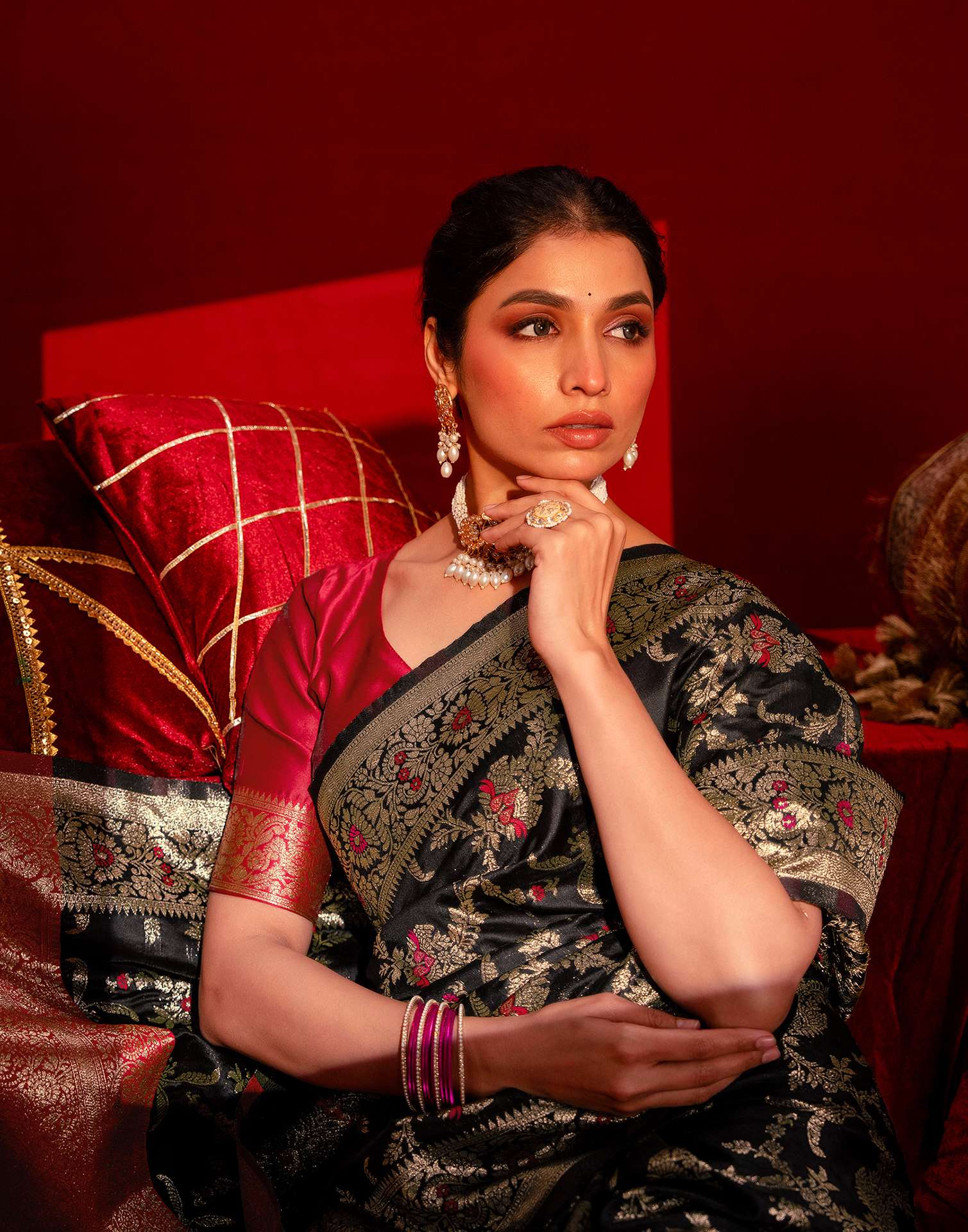 Black Silk Woven Banarasi Saree