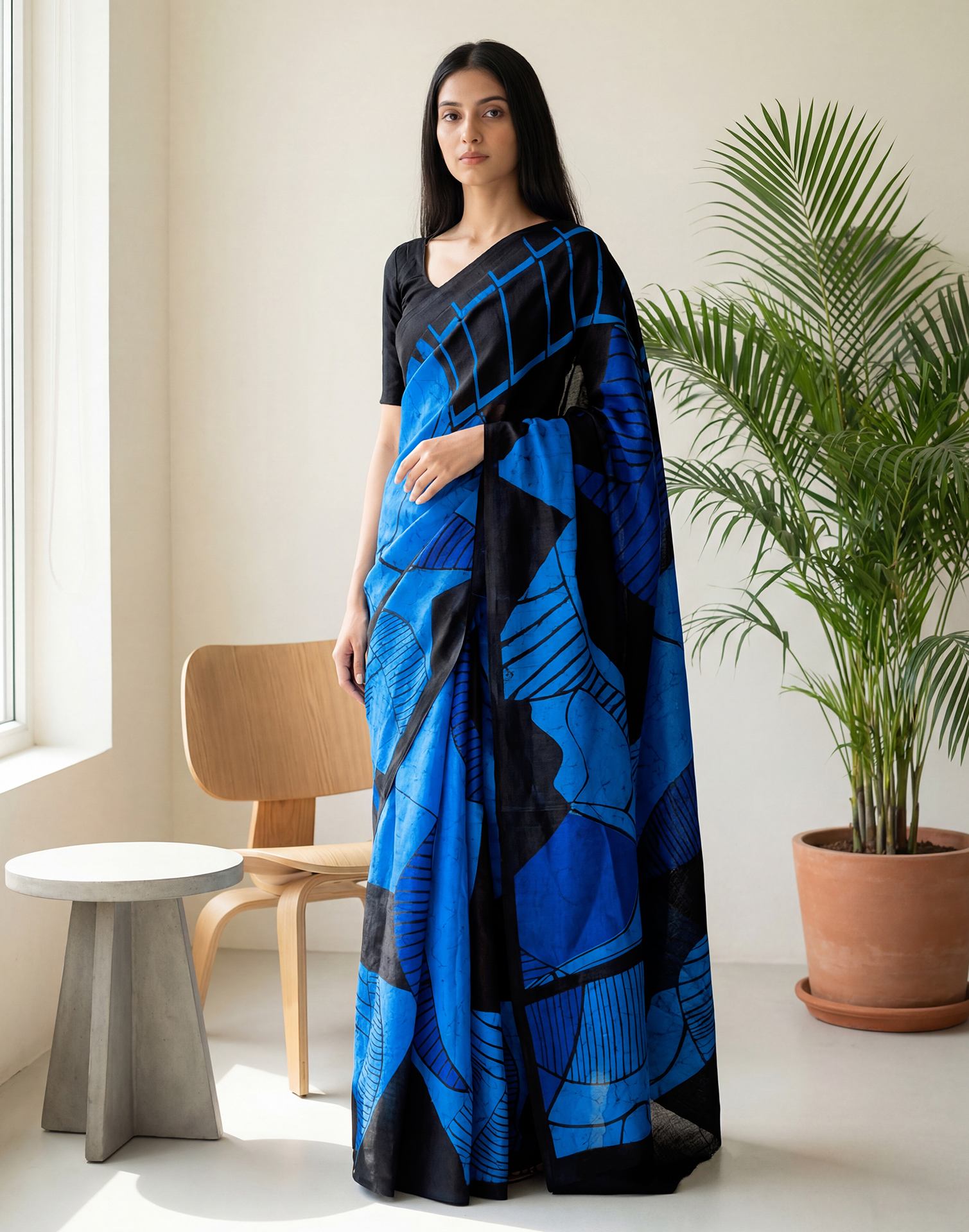 Blue Kota Silk Printed Saree