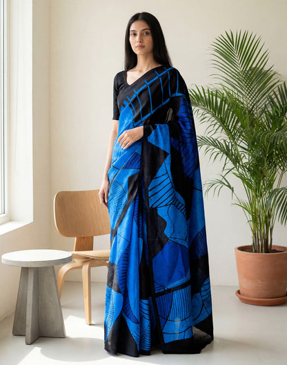 Blue Kota Silk Printed Saree