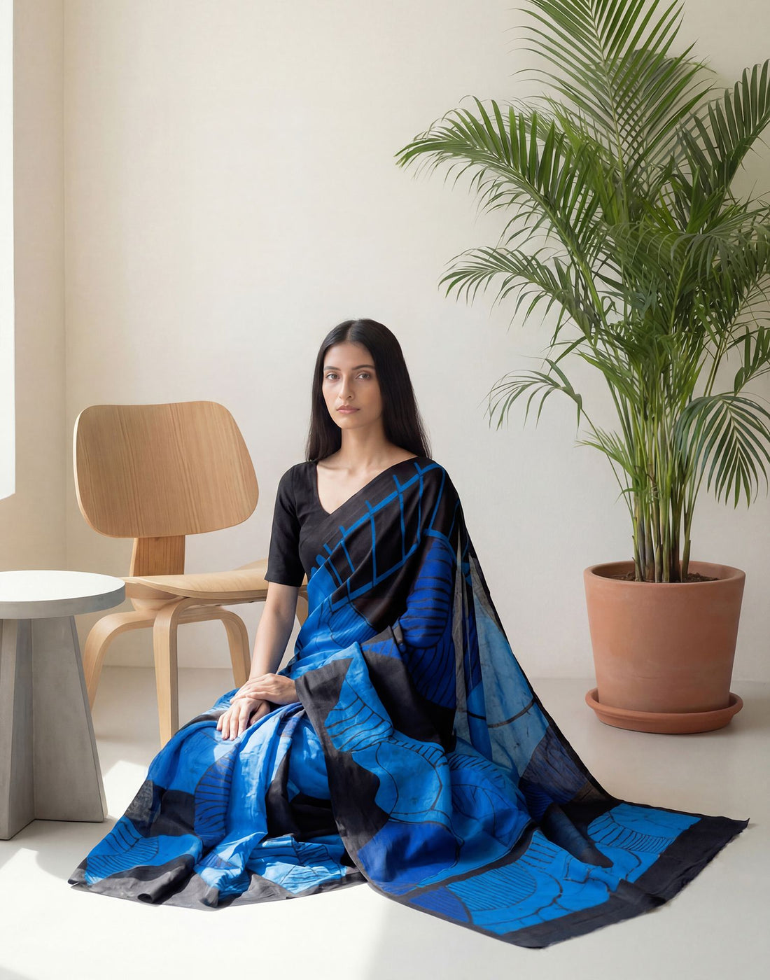 Blue Kota Silk Printed Saree