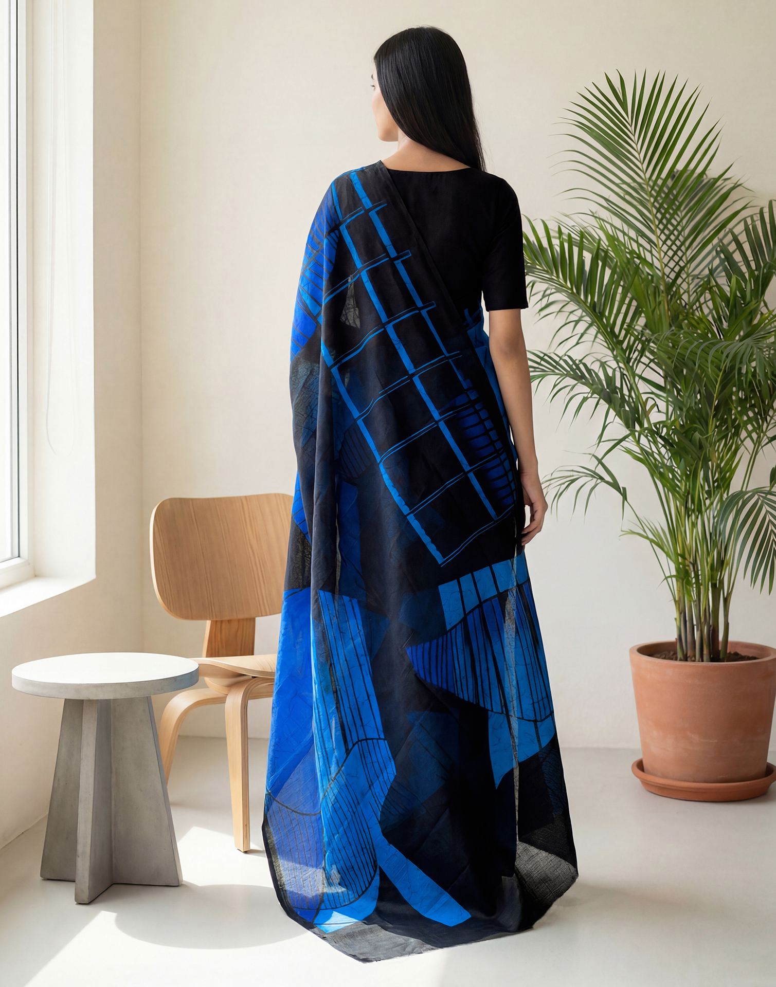 Blue Kota Silk Printed Saree