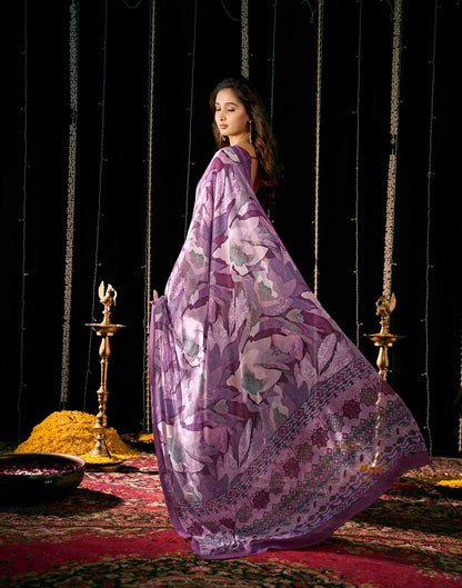 Dusty Mauve Georgette Printed Saree