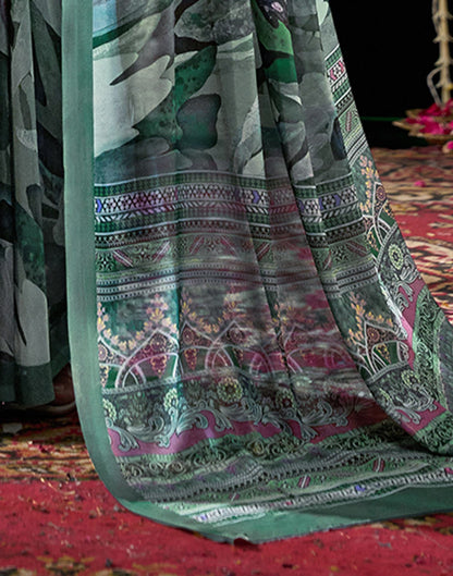 Light Green Georgette Printed Saree