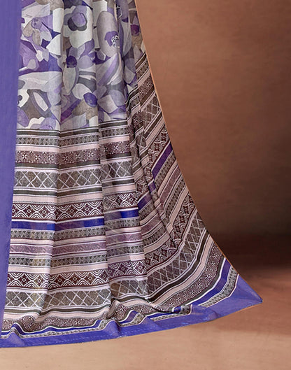 Lavender Georgette Printed Saree