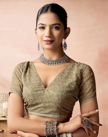 Khaki Georgette Printed Saree