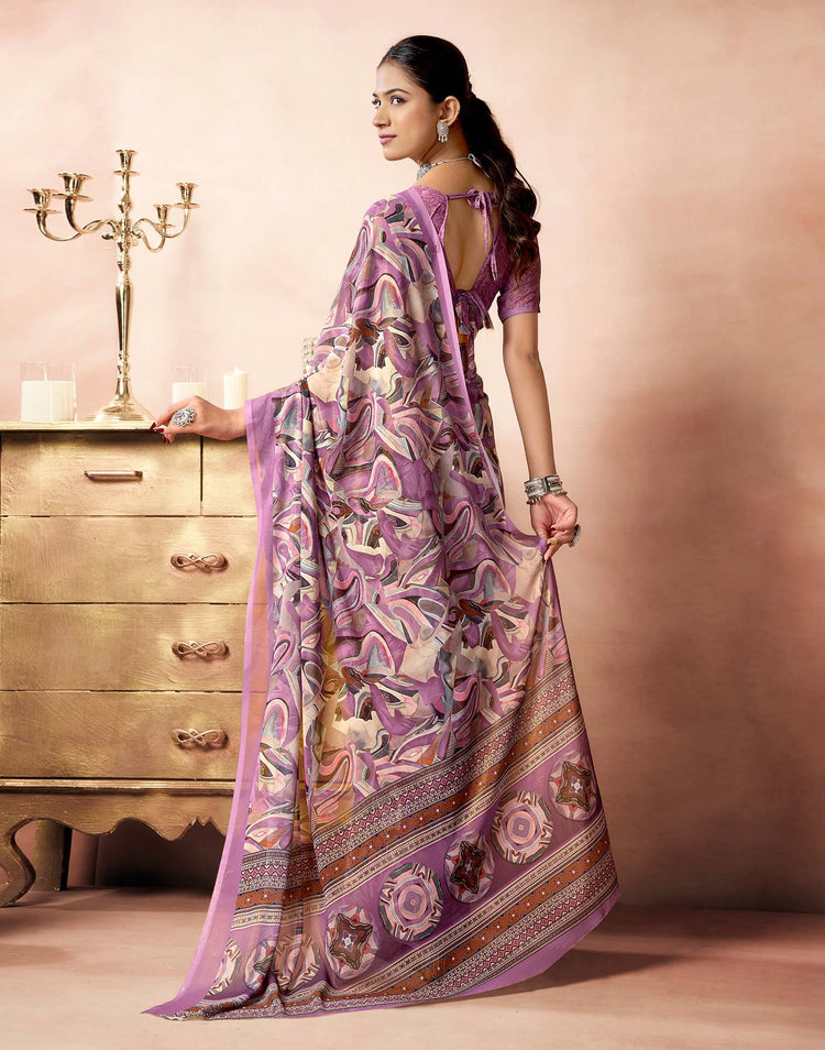 Mauve Georgette Printed Saree