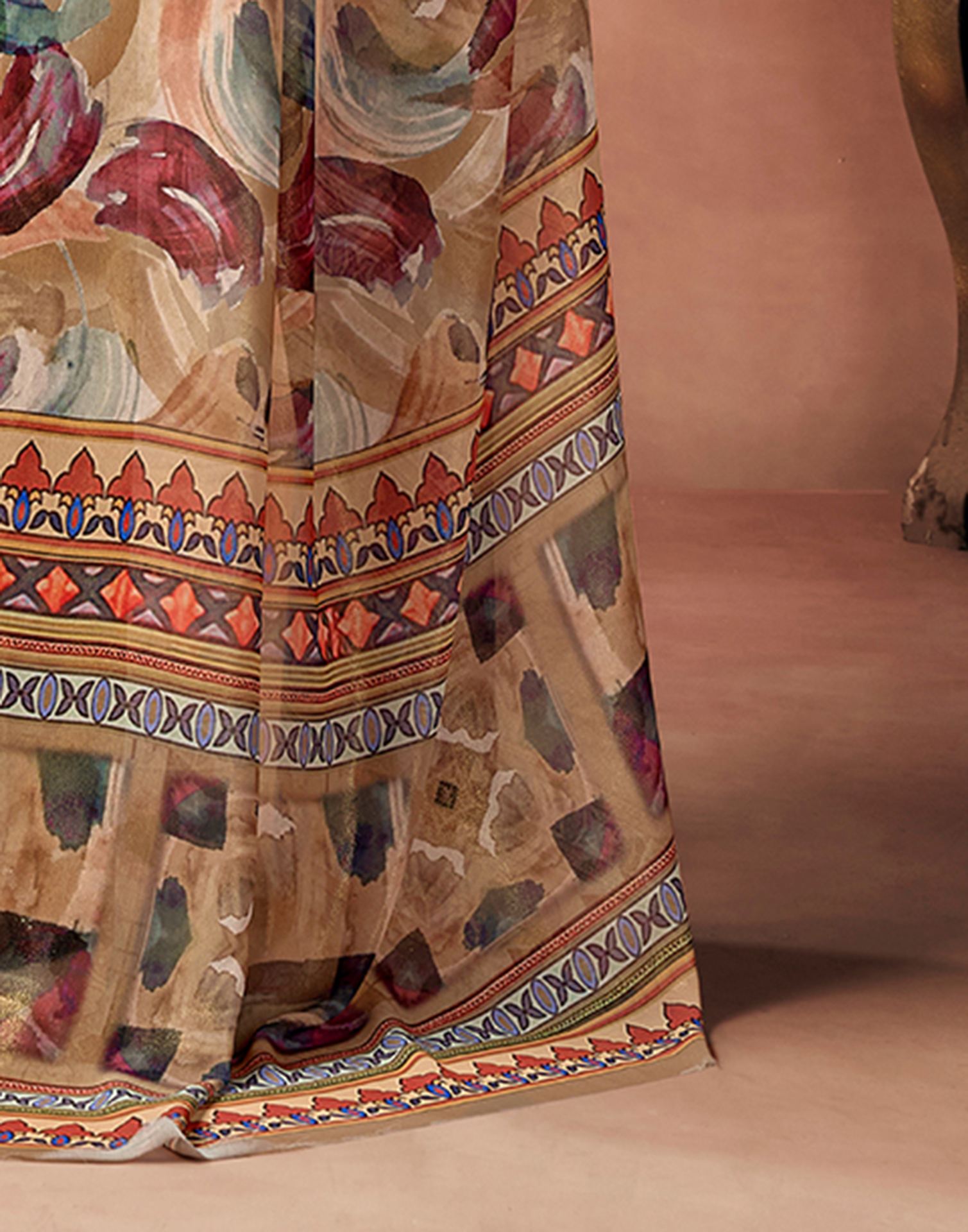 Light Brown Georgette Printed Saree