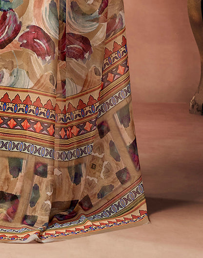 Light Brown Georgette Printed Saree