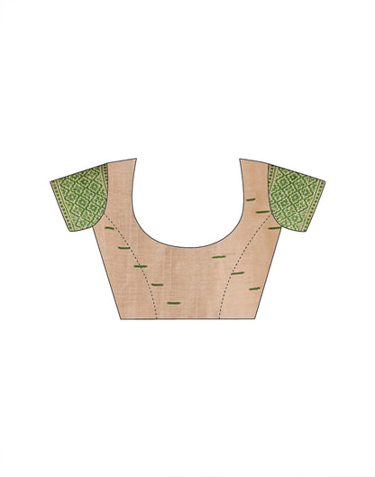 Beige Cotton Woven Printed Saree