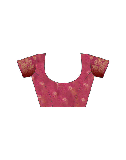 Dark Pink Tissue Linen Woven Saree