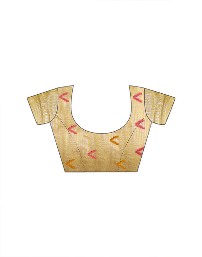 Light Yellow Linen Silk Woven Saree