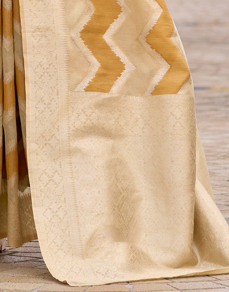 Mustard Yellow Cotton Linen Woven Saree